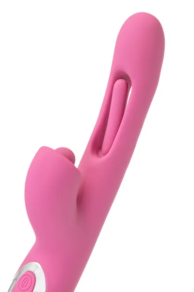 Vibrator sa pokretnim jezičkom i stimulativnom kuglicom, jos Monti, silikon, ružičasta, 24 cm