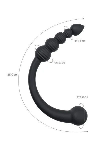 Black Red bi Toifa dvostrani vibrator, silikon, Crna, 35 cm