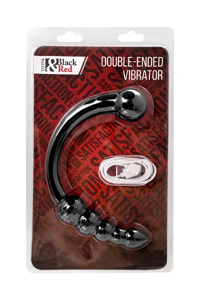 Black Red bi Toifa dvostrani vibrator, silikon, Crna, 35 cm