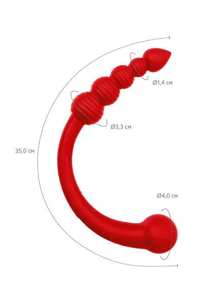 Black Red bi Toifa dvostrani vibrator, silikon, crvena, 35 cm