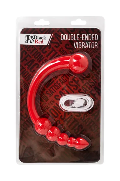 Black Red bi Toifa dvostrani vibrator, silikon, crvena, 35 cm