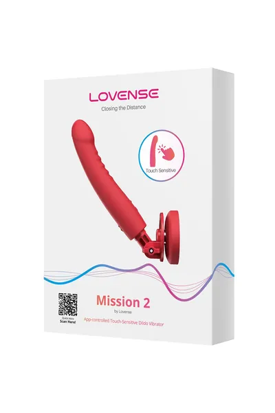 Dildo vibrator lovense Mission 2 sa Touch-Sense tehnologijom, silikon, crvena, 20 cm