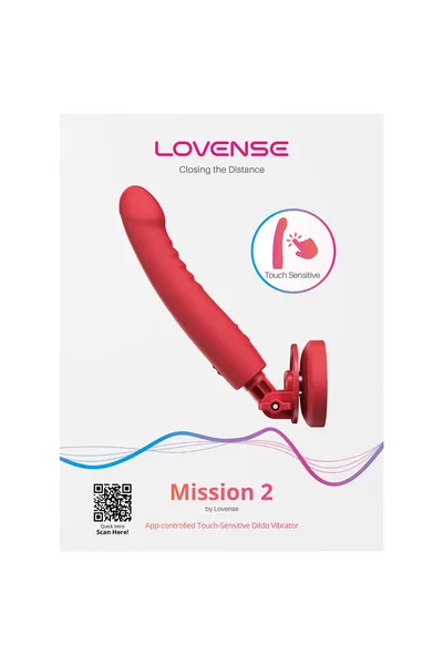 Dildo vibrator lovense Mission 2 sa Touch-Sense tehnologijom, silikon, crvena, 20 cm