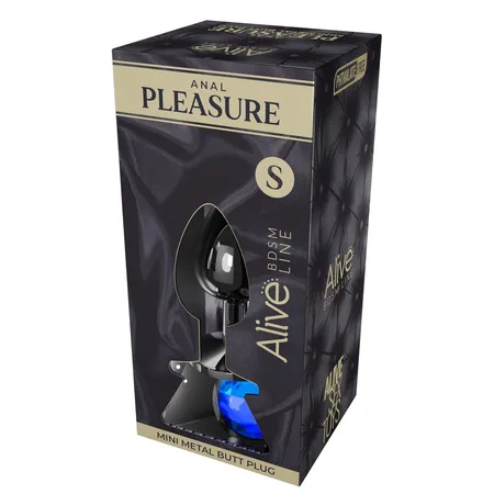 Srebrna analna čaura sa plavim kristalom Mini Metal Butt Plug Size s - 7 cm.