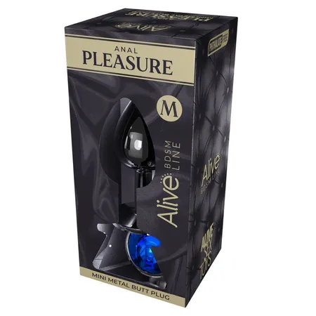 Analna čaura Alive Mini Metal Butt, plavi kristal, M