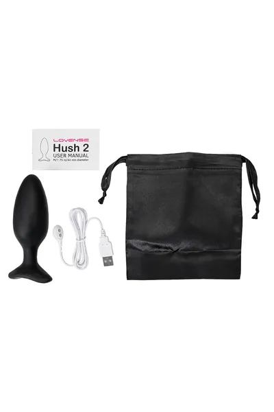 Analna čaura lovense Hush 2 (m), silikon, Crna, 13,5 cm