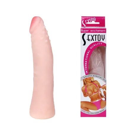 Realistični dildo sa šišarkama ispod glave - 18,5 cm.