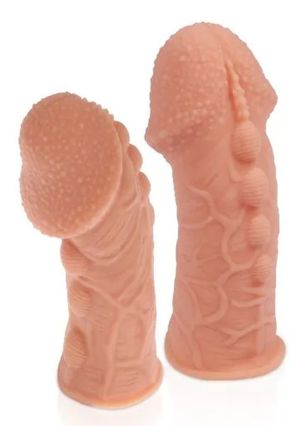 Dodatak za falus, sa mehurićima, vencima i rebrima, veličina M, Ektreme Sleeve