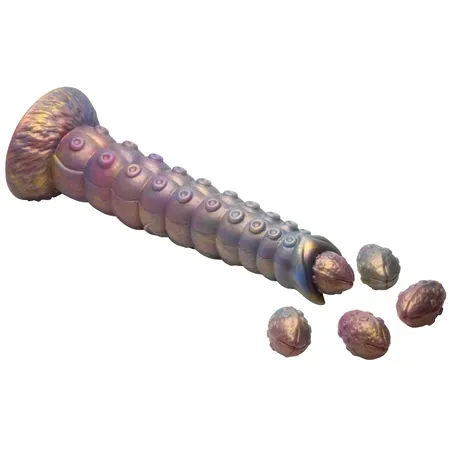 Fantastični Dildo Deep Invader Tentacle Ovipositor Silicone Dildo with Eggs - 22,9 cm.