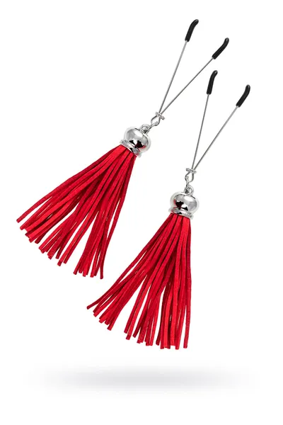 Pecado BDSM kopče za bradavice, viljuške, sa resicama od antilopa, metal, crveno