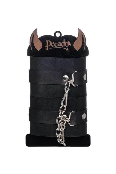 Pecado BDSM lisice, jednoslojne prave kože, crne