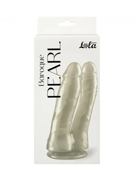 Dvostruki biserni dildo Barokue Pearl beli 9900-03lola