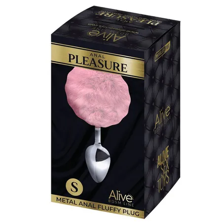 Analna čaura Alive Metal Anal Fluffli plug, roze, s