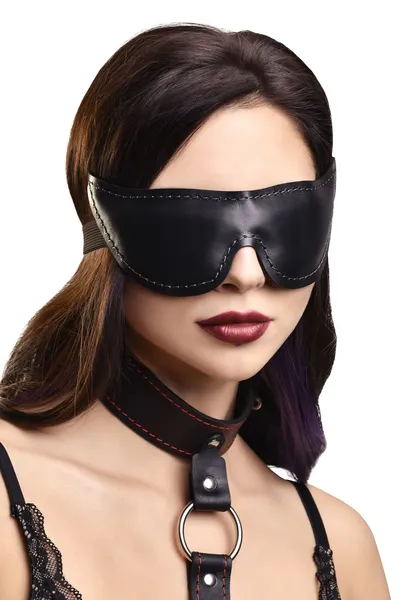 Pecado BDSM Maska, meka zatvorena oštra, prirodna koža, crna