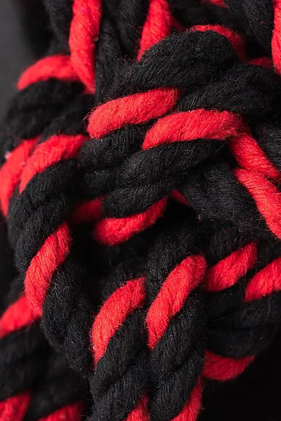 Lisice-okovi Pecado BDSM, čvor-alfa, od pamučnog užeta, crno-crvene, 3,3 m