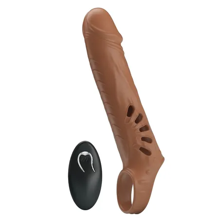 Smeđa vibraciona podloga sa skrotalnim potkolenicama i daljinskim upravljačem