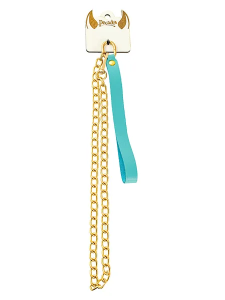 Plavi kožni povodac sa karabinom za ogrlicu .