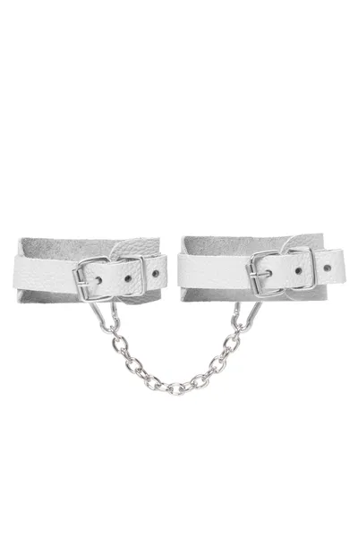 Okovi mini Pecado BDSM, zaobljeni uglovi, koža, bela