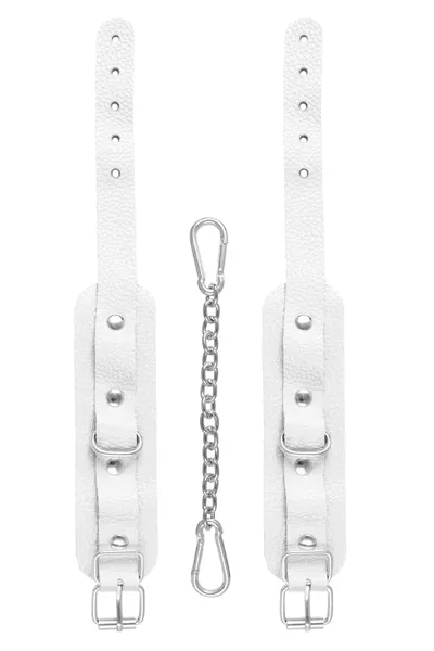 Okovi mini Pecado BDSM, zaobljeni uglovi, koža, bela