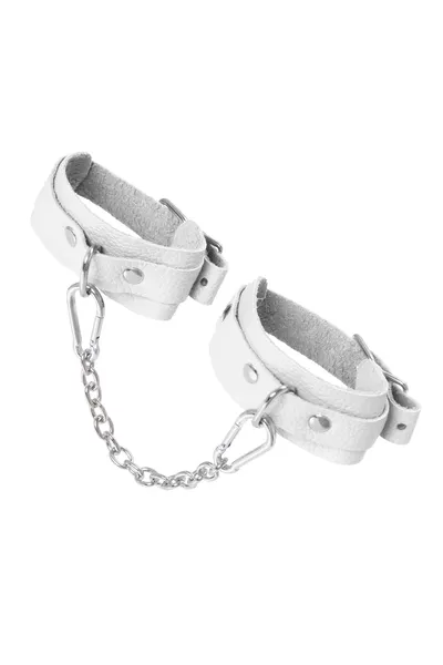 Okovi mini Pecado BDSM, zaobljeni uglovi, koža, bela