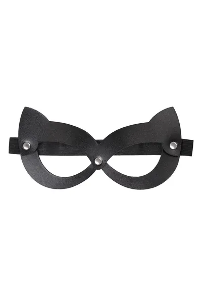 Pecado BDSM Maska, sa mačjim ušima otvorena, prirodna koža, crna