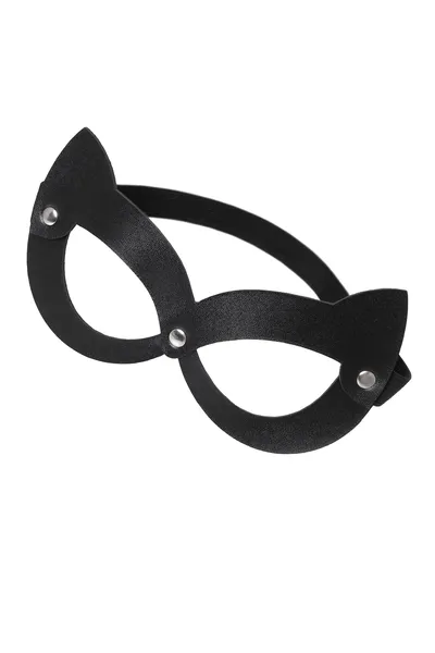 Pecado BDSM Maska, sa mačjim ušima otvorena, prirodna koža, crna