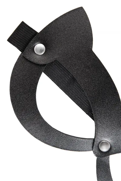 Pecado BDSM Maska, sa mačjim ušima otvorena, prirodna koža, crna