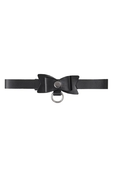 Choker-ogrlica Pecado BDSM, sa leptirom i prstenom, koža, crna