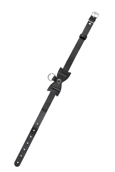 Choker-ogrlica Pecado BDSM, sa leptirom i prstenom, koža, crna