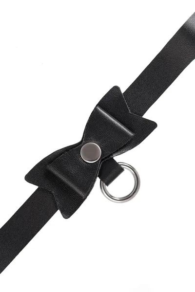 Choker-ogrlica Pecado BDSM, sa leptirom i prstenom, koža, crna