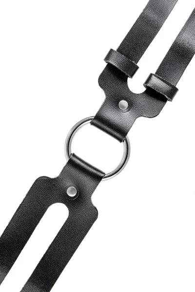 Choker-ogrlica Pecado BDSM, od dve trake, koža, crna