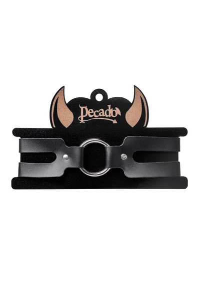 Choker-ogrlica Pecado BDSM, od dve trake, koža, crna