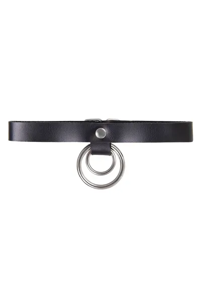Choker-ogrlica Pecado BDSM, prsten u prstenu, koža, crna