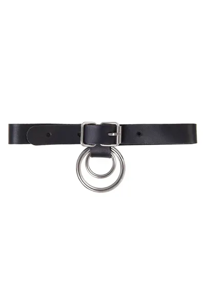 Choker-ogrlica Pecado BDSM, prsten u prstenu, koža, crna