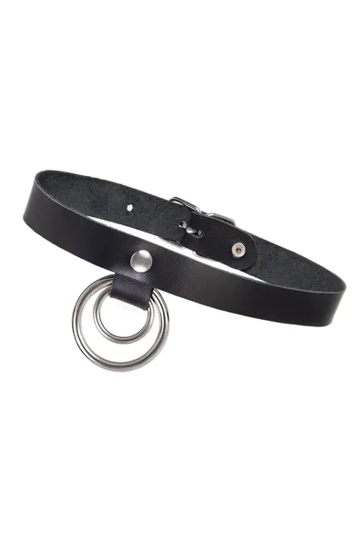 Choker-ogrlica Pecado BDSM, prsten u prstenu, koža, crna