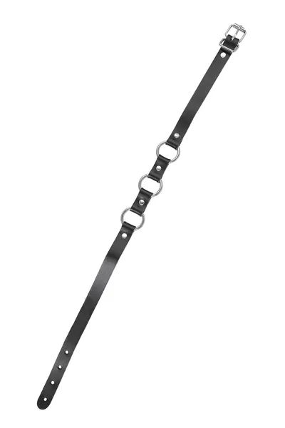 Choker-ogrlica Pecado BDSM, sa lančanim prstenovima, prirodna koža, crna