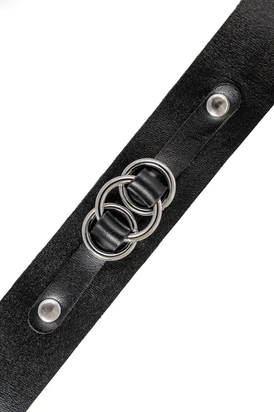 Choker-ogrlica Pecado BDSM, sa vezanim prstenovima na podlozi, koža, crna
