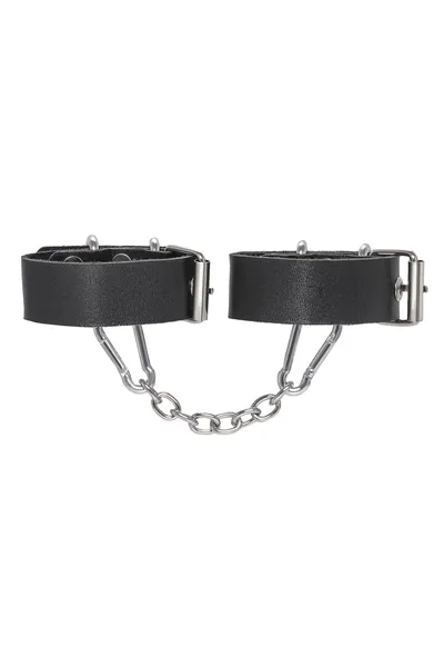 Pecado BDSM narukvice, jedna traka sa ušicama, koža, crna