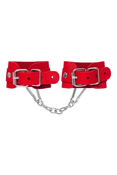 Pecado BDSM narukvice, mini zaobljeni uglovi, koža, crvena