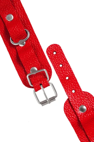 Pecado BDSM narukvice, mini zaobljeni uglovi, koža, crvena