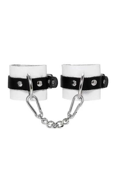 Pecado BDSM lisice, mekane, sa jednim kaišem sa ušicama, koža, bela i crna