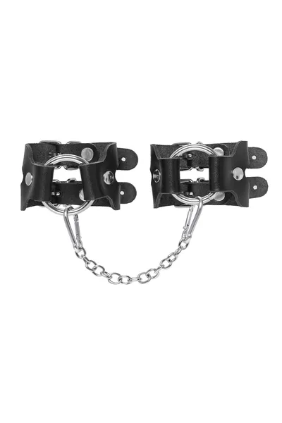 Pecado BDSM narukvice od dve trake, prave kože, crne