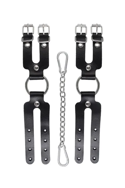 Pecado BDSM narukvice od dve trake, prave kože, crne