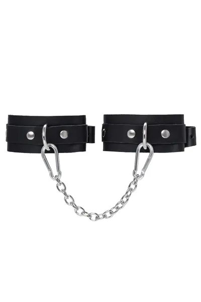 Okovi mini Pecado BDSM, zaobljeni uglovi, koža, crna