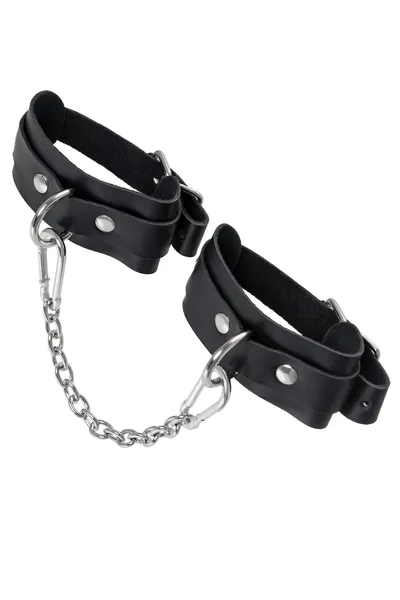 Okovi mini Pecado BDSM, zaobljeni uglovi, koža, crna