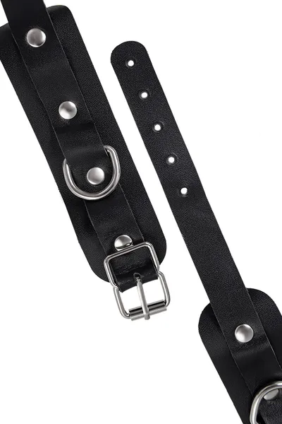 Okovi mini Pecado BDSM, zaobljeni uglovi, koža, crna