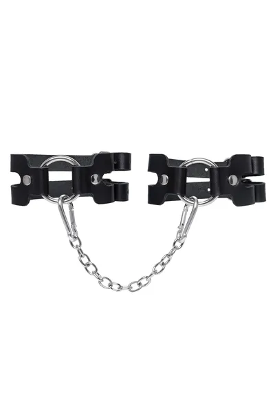 Okovi Pecado BDSM, od dve trake, prave kože, crne