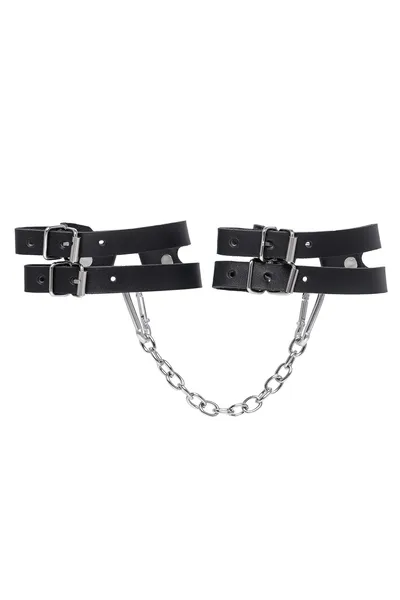 Okovi Pecado BDSM, od dve trake, prave kože, crne