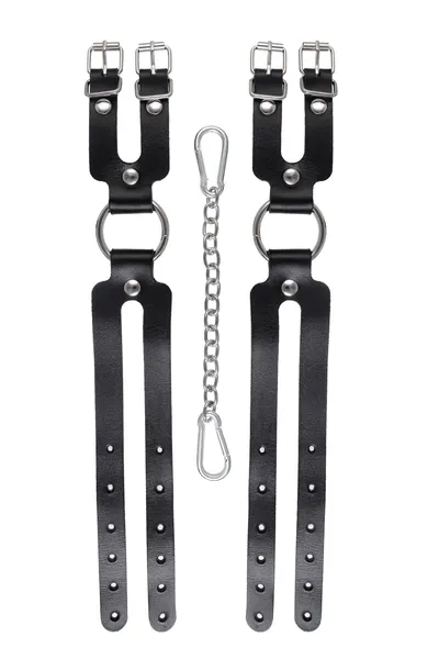Okovi Pecado BDSM, od dve trake, prave kože, crne