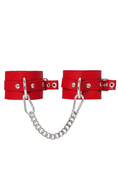 Pecado BDSM okovi, mekani sa ušicama, prirodna koža, crveni
